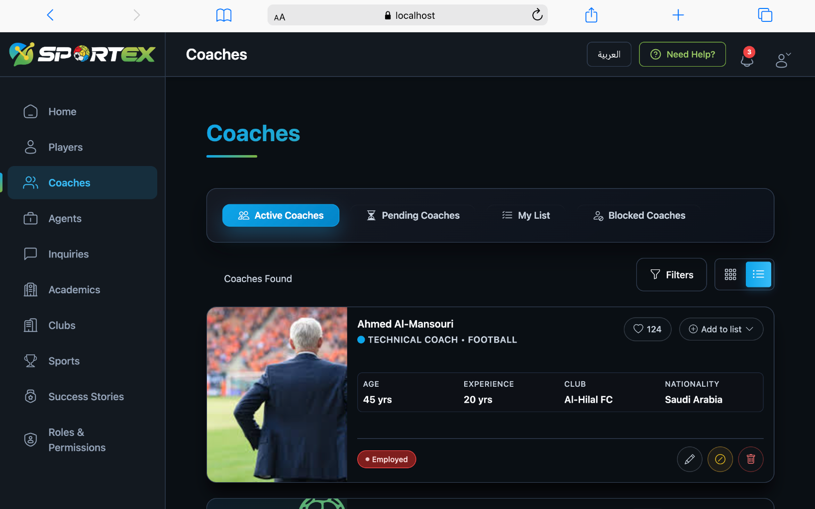 Sportex platform preview